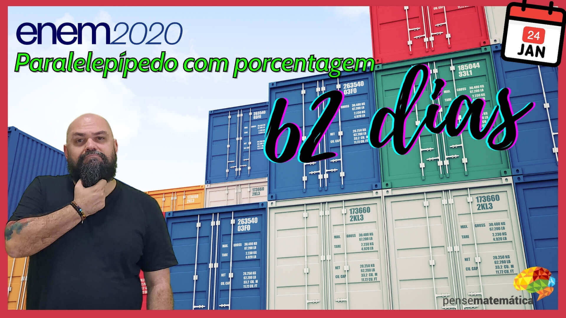 📦62 dias para Enem 2020 – Paralelepípedo com porcentagem📦